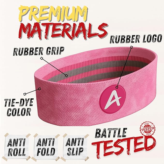 AnaErgetic Premium Resistance Bands, 4 Set of Stretch Bands for Booty Legs, Exercise Workout Bands for Women and Men, Pilates Flexbands, Durable Fabric, Exclusive Box and Carry Bag