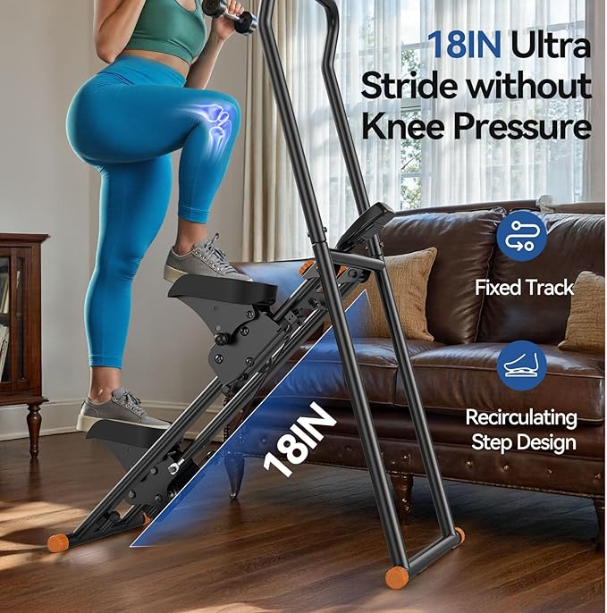 Niceday Stepper Machine, Stair Climber for Home with Extended 18IN Stride Length, Vertical Climber with Handlebar & Pedals, Foldable Climber Workout Machine, 300LBS Loading Capacity