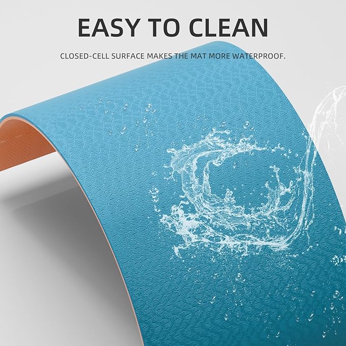 Extra Long & Wide Yoga Mat for Tall Men & Women,76''x32.6''x7mm - High Density TPE Non-Slip Both Sides, Lightweight 1.1kg with Superior Cushioning for gymnastics, Pilates, Home, Workout