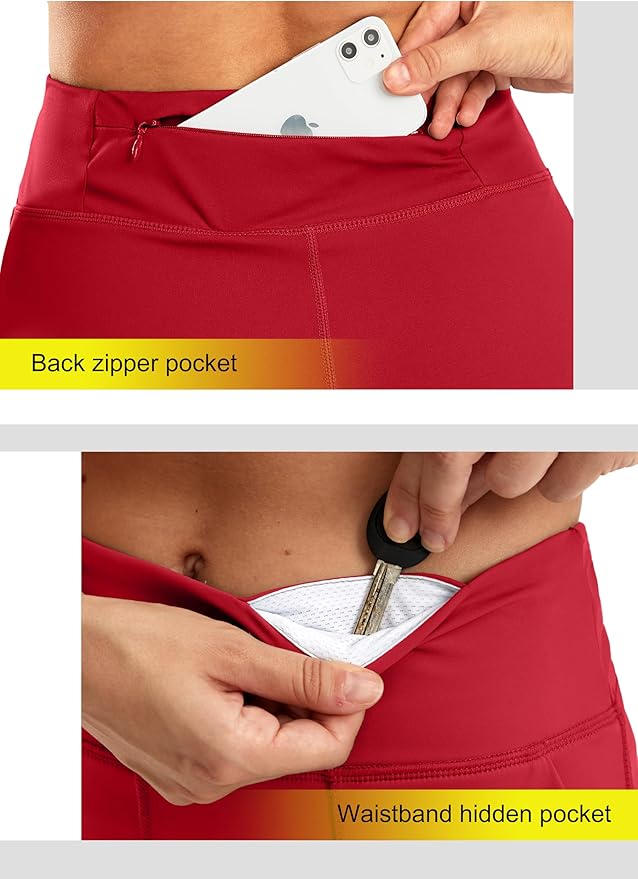 SANTINY Women's 6'' Athletic Long Shorts with 4 Pockets High Waisted Bermuda Shorts for Women Walking Running Casual