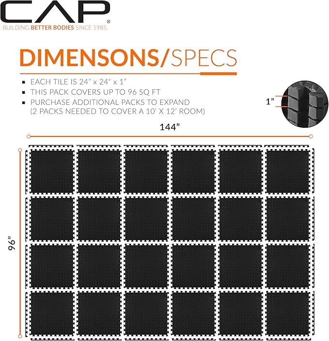 CAP Barbell Interlocking EVA Foam Exercise Puzzle Mat Home Gym Flooring | Multiple Options