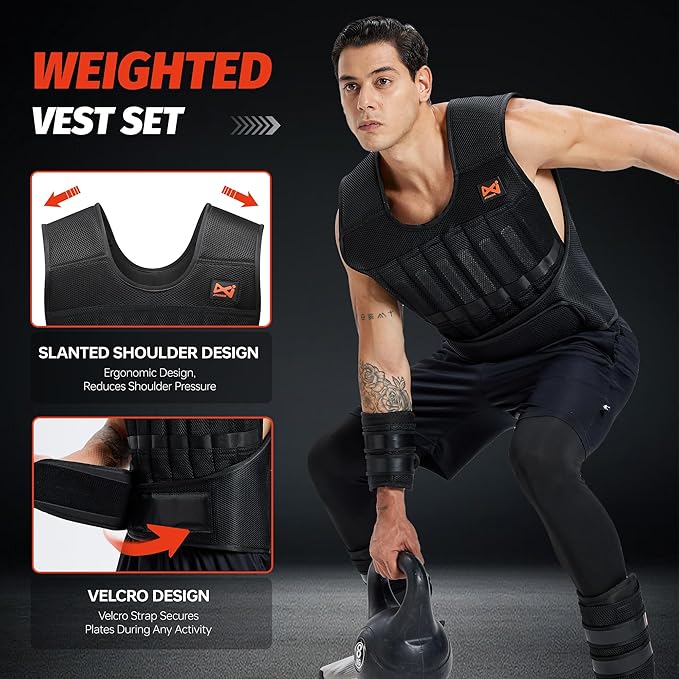 Adjustable Weighted Vest,Weight Vest for Men Women, Body Weights Vests with Weights for Workout, Strength Training, Running, Fitness