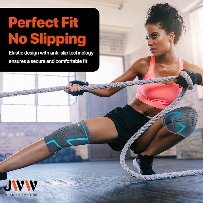 Knee Compression Sleeve, 2 Pack Knee Brace for Women Men Knee Pain Relief, Running Knee Support, Knee Braces for Meniscus Tear ACL Arthritis Recovery, Rodilleras para Gym Fitness (Blue, Medium)