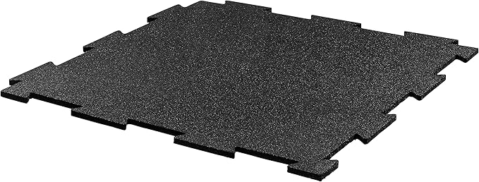 Playsafer Genaflex Lite Rubber 8mm Interlocking Tiles for Gym Flooring - Exercise Equipment, Exercise Areas - 20" X 20" (Black, 60 Tiles - 162 Sq. Ft.)