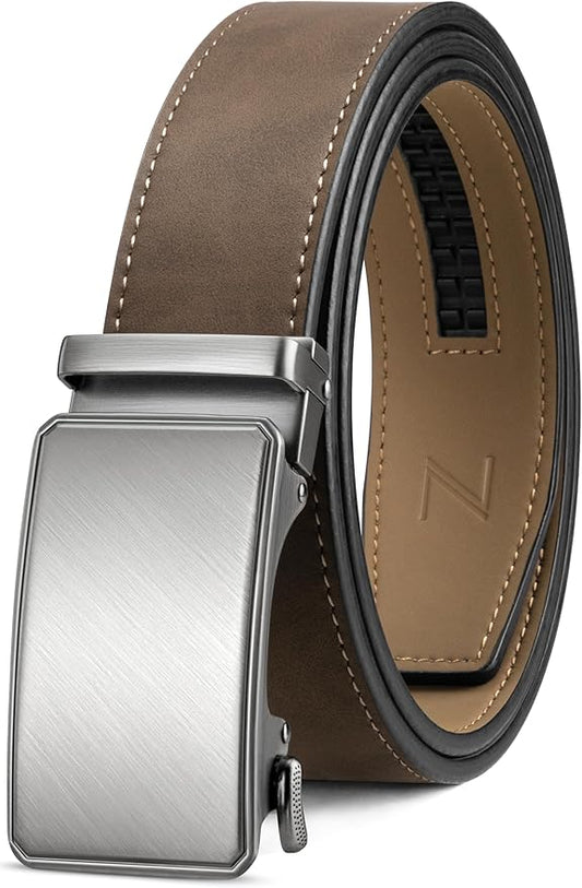 Zitahli Belt Men, Ratchet Belt Dress with 1 3/8" Premium Leather,Slide Belt with Easier Adjustable Automatic Buckle