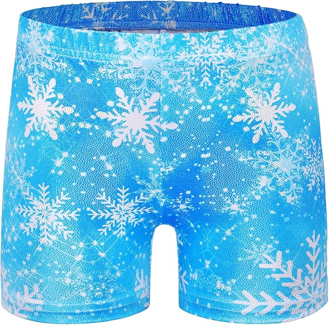 BAOHULU Gymnastics Leotards for Girls Long Sleeve Sparkly Cute Pattern Dance Outfit with Matching Shorts Set