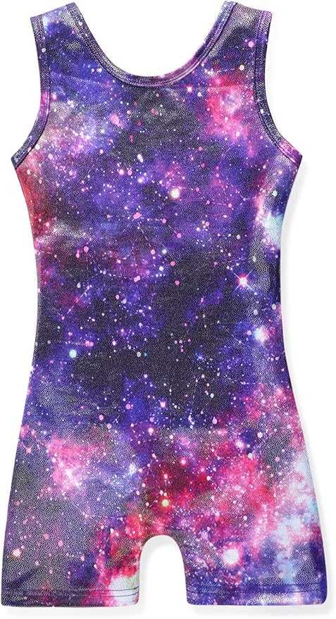 HOZIY Gymnastics Leotards for Girls with Shorts Toddlers Biketards Rainbow Unicorn Dinosaur Mermaid Leopard Flower Galaxy