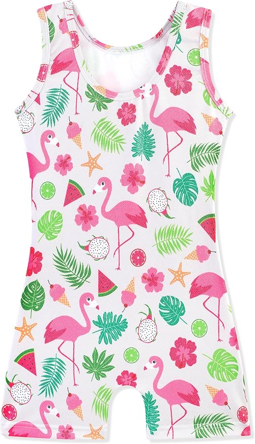 HOZIY Gymnastics Leotards for Girls with Shorts Toddlers Biketards Rainbow Unicorn Dinosaur Mermaid Leopard Flower Galaxy