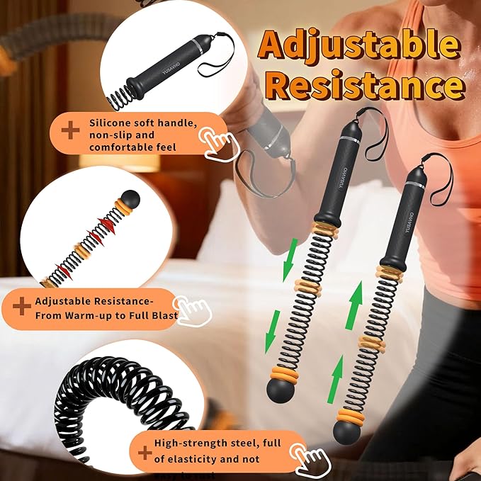 Adjustable Ropeless Battle Ropes for Home Gym for Men & Women, Heavy Duty Cordless Battle Rope with Storage Bag,Exercise Ropes with Variable Resistance, Strength & Low-Impact Cardio for HIIT(Black)