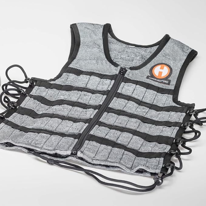 Hyperwear Hyper Vest PRO – Adjustable Ultra-Thin Weighted Vest for Men & Women – USA-Made Xyflex® Performance Stretch Fabric, No-Bounce Compression Fit – Includes Steel Micro-Weights, Expandable – Heather Gray