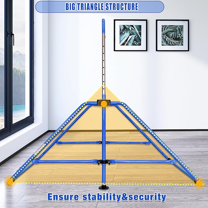 MARFULA Foldable Gymnastic Bar for Kids Ages 3-12, 9 Height Levels, 200 lbs Weight Capacity, 5 Ft Length Gymnastic Kip Bar with Mat, Gymnastic Equipment for Home and Gym Center Indoor Outdoor Use