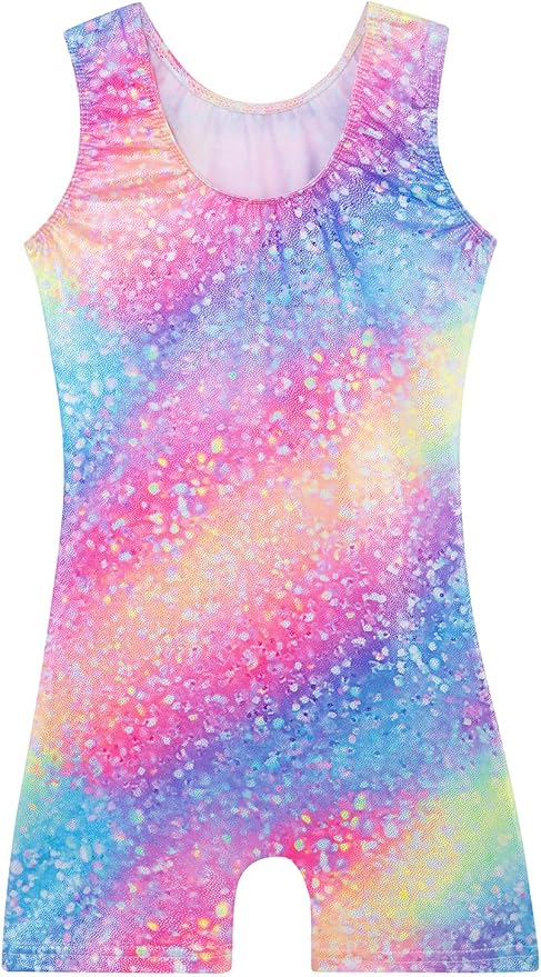 Leotards for Girls Gymnastics Toddler Dance Biketards Mermaid Unicorn Athletic Dance Wear Shiny Rainbow Blue Hotpink