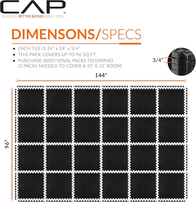 CAP Barbell Interlocking EVA Foam Exercise Puzzle Mat Home Gym Flooring | Multiple Options