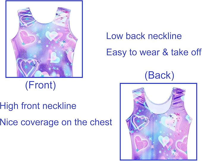 Domusgo Gymnastics Leotards for Girls Sparkly One-Piece Pro Kids Unitard Biketards with Shorts