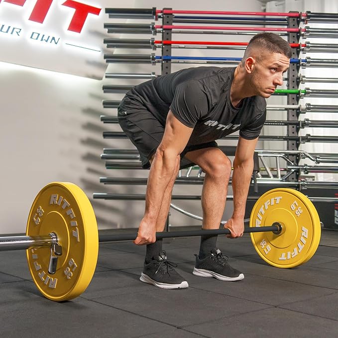 RITFIT 7FT Olympic Barbell for Strength and Weightlifting Training - 2 Inch Olympic Bar for Squat, Deadlift, Bench Press, Curl, Overhead Press - 600lbs/1000lbs/1200lbs Capacity
