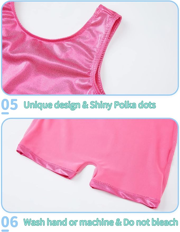 Nymphperi 2 Packs Gymnastics Leotard for Girls Sparkle Biketards with Shorts Kids Sleeveless Unitard One-Piece Dancewear