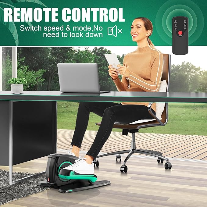 ANCHEER Under Desk Elliptical, Electric Ellipse Leg Exerciser While Sitting for Seniors Adults, Quiet Portable Motorized Seated Foot Pedal Exerciser with Remote Control for Home Office Use
