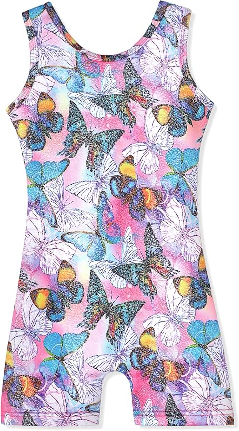HOZIY Gymnastics Leotards for Girls with Shorts Toddlers Biketards Rainbow Unicorn Dinosaur Mermaid Leopard Flower Galaxy