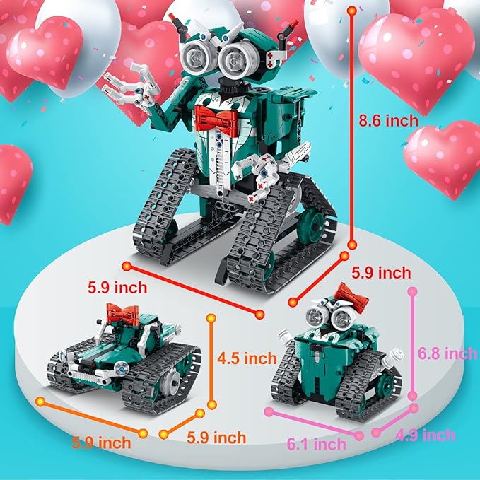 APP/Remote Control STEM Building Kits for Kids Ages 8-12 - 3 in 1 RC Robot Car Toys, 440 Pcs Educational Science Projects, Gift Ideas for Boys Girls