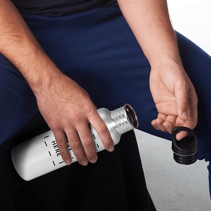 DISCOUNT PROMOS Custom Stainless Steel Water Bottles 26 oz. Set of 100, Personalized Bulk Pack - Reusable, Leak Proof, Perfect for Gym, Hiking, Camping, Outdoor Sports - Silver