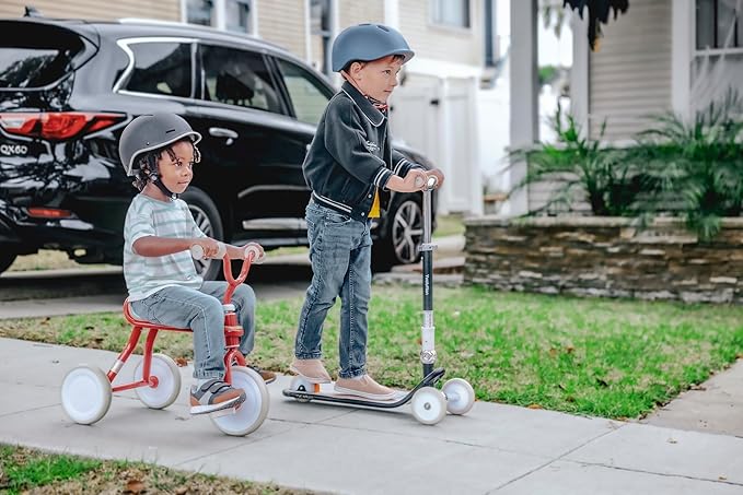Yvolution Velo Trike Classic – 3-Wheel Toddler Tricycle with Adjustable Seat & Handlebar, EVA Puncture-Proof Wheels – Ages 18 Months to 3 Years, Max Weight 55 lbs, Red