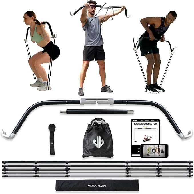 EVO Bow - All in One Portable Home Gym System with Ultra Weighted Push Up Board | Compact Strength Training and Exercise Equipment for Travel, Notched Resistance Bands for Full Body Training | 300lbs