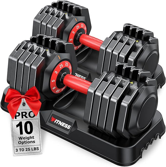 Adjustable Dumbbells Set of 2, 1 Hand Adjustable Weights Dumbbells Set, 5 in 1/10 in 1 Free Dumbbell with Anti-Slip Texture Handle, 25/55/80lb Pair Weight Set For Home Gym Suit both Men and Women