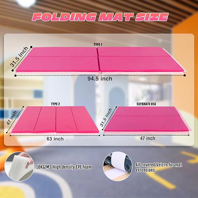 Foldable Gymnastic Bar for Kids Ages 3-20,5FT/6FT Horizontal Bar Base Length,Height Adjustable Kids Training Bar for Gymnastics,Gymnastics Equipment for Home Clubs