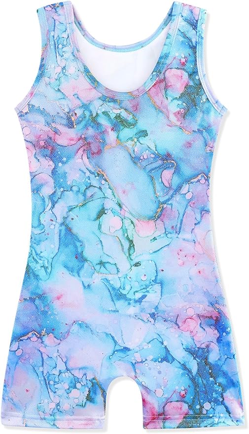HOZIY Gymnastics Leotards for Girls with Shorts Toddlers Biketards Rainbow Unicorn Dinosaur Mermaid Leopard Flower Galaxy