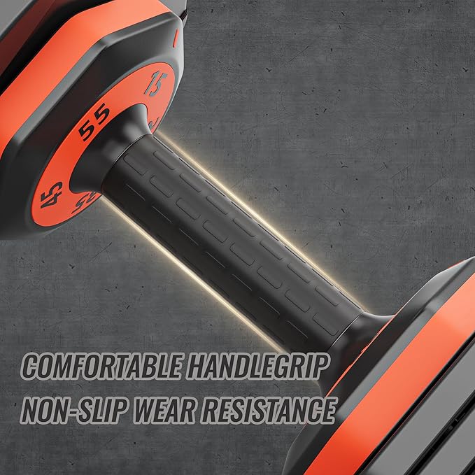 VEICK 25 lbs Adjustable Dumbbell with Anti-Slip Turning Handle, Fast Adjust Weight for Men Women, Exercise Equipment with Tray for Home Gym Full Body Workout Fitness