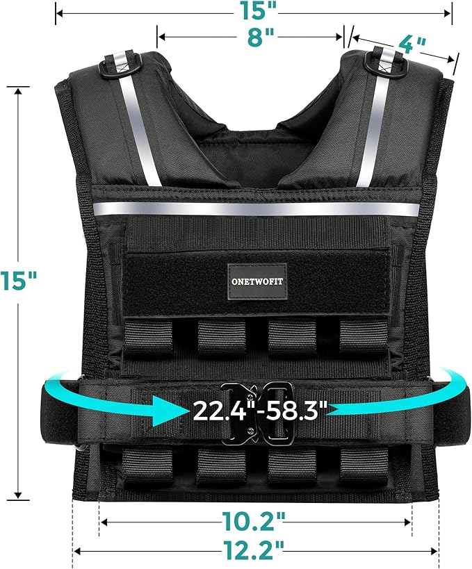 Adjustable Weighted Vest Men 35lb/45lb, Rucking Vests for Walking with Reflective Stripe, 1.2" Ultra Thick Shoulder Padding Strength Training Workout Vest for Running GYM Home, Detachable Iron Weights