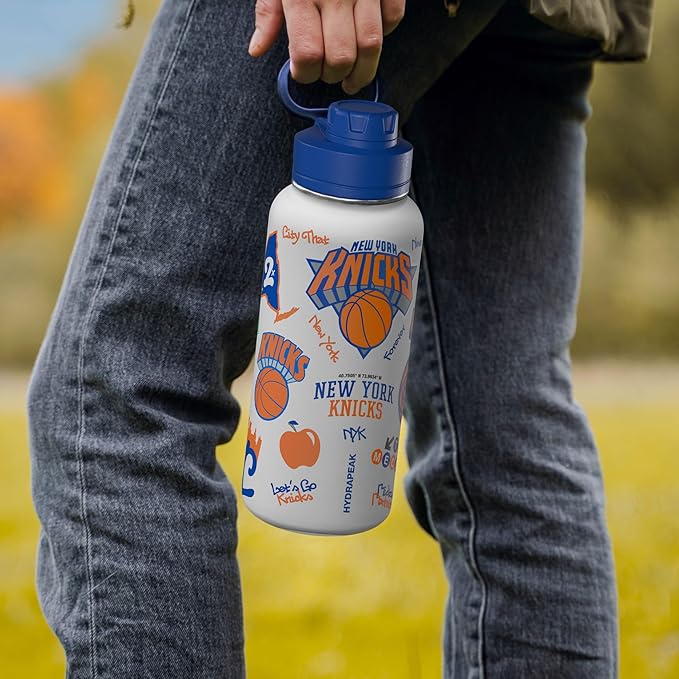 Hydrapeak x NBA Officially Licensed New York Knicks 32oz Active Water Bottle Chug Lid Stainless Steel Reusable Double Wall Celebrating The City Of New York