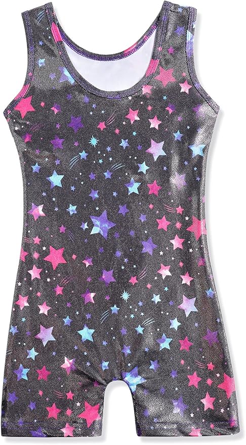 HOZIY Gymnastics Leotards for Girls with Shorts Toddlers Biketards Rainbow Unicorn Dinosaur Mermaid Leopard Flower Galaxy