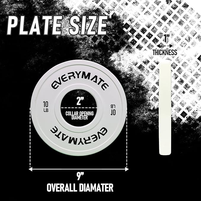 EVERYMATE Change Weight Plates 1.25LB 2.5LB 5LB Set Fractional Plate Olympic Bumper Plates for Cross Training Bumper Weight Plates Steel Insert Strength Training Weight Plates