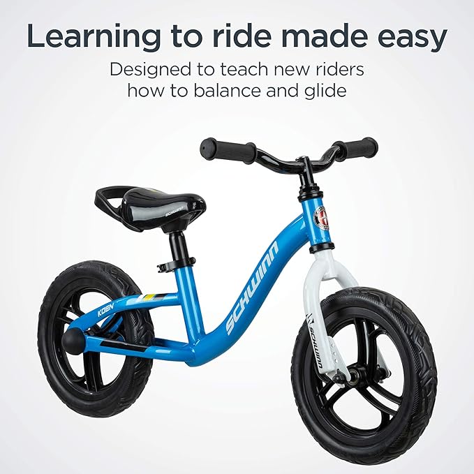 Schwinn Elm and Koen Bike or Balance Bike, 12-18 Inch Bike for Kids Ages 2-13, Black, Blue, Red, Teal, Pink or Purple, SmartStart Ergonomic Design, Adjustable Seat Grows with Child, Training Bicycle
