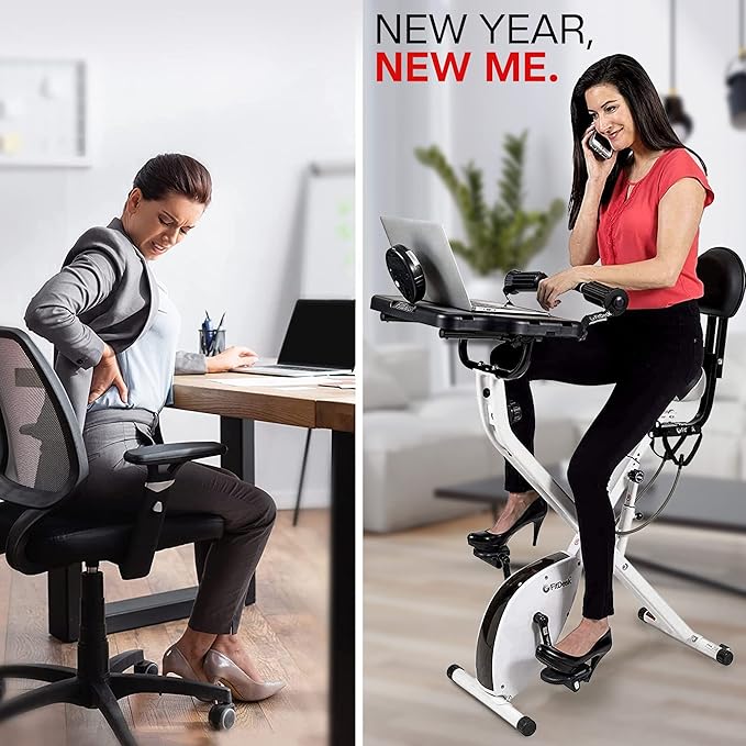 FitDesk Bike Desk 3.0 and Extension Kit Bundle - Adjustable Height Standing Desk Exercise Bike and Clamp-On Extender Attachment