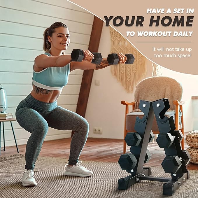 RitFit 5-300LBS Rubber Encased Hex Dumbbell Sets with Optional Rack for Home Gym, Coated Hand Weights for Strength Training, Workouts