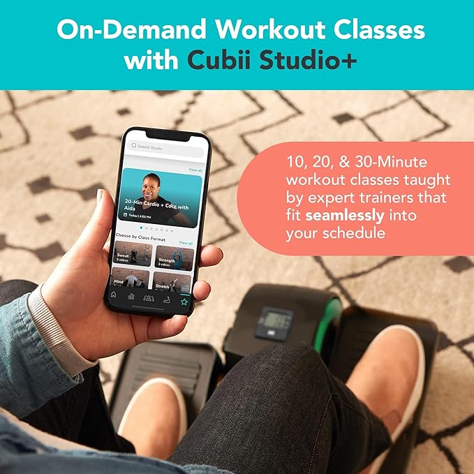 Cubii Total Body - Under Desk Seated Elliptical Pedal Exerciser with Built in Upper Body Resistance Bands, 12 Levels of Resistance, LCD Display, Whisper Quiet - Adult to Seniors