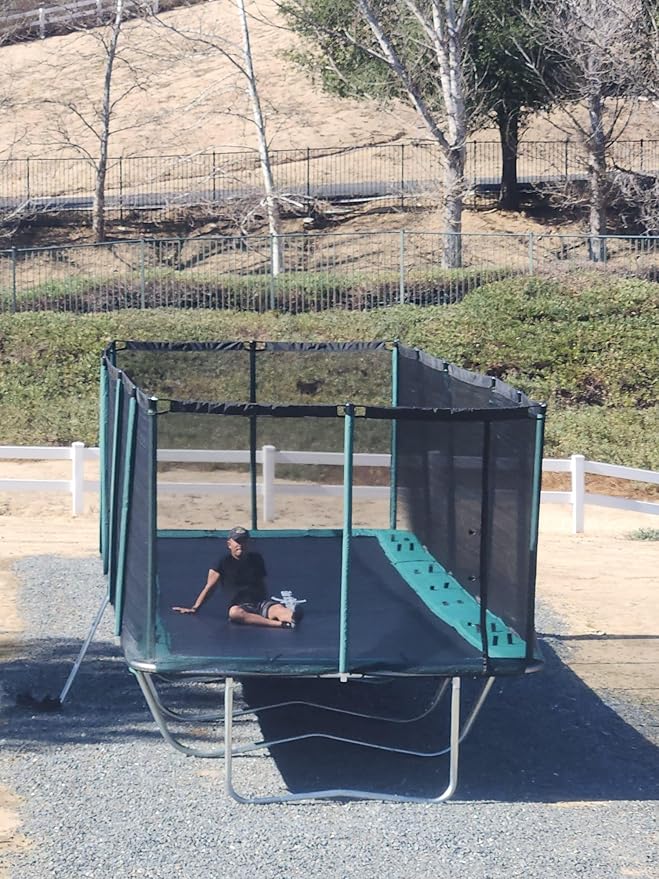 Happy Trampoline Pro Rectangle Trampoline - Heavy Duty 750lbs Jumping Capacity With Net Enclosure - Large Commercial Grade Rectangular Outdoor for Backyard Gymnastics