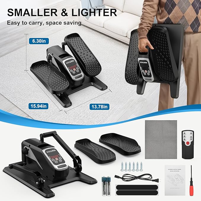 VIVURN-018 Under Desk Elliptical 12 Speed 5 Modes Mini Motorized Leg Exerciser While Sitting for Seniors As Seen on TV with Non-Slip Mat Quiet & Portable Electric Pedal Exerciser for Home and Office