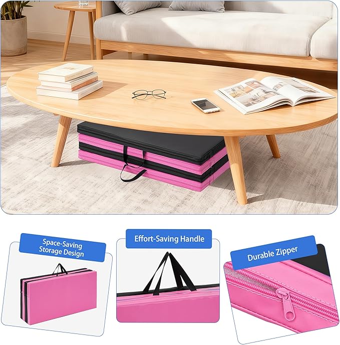Outdoor Basic 6'x3'x2" Gymnastics Tumbling Mats Folding Panel Thick Gym Exercise Mat for Home