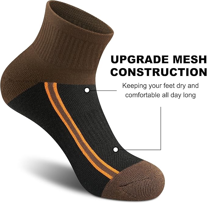 Gonii Mens Athletic Ankle Socks 5-Pairs - Blister Defense & Cushioned for Running, Hiking, Sports