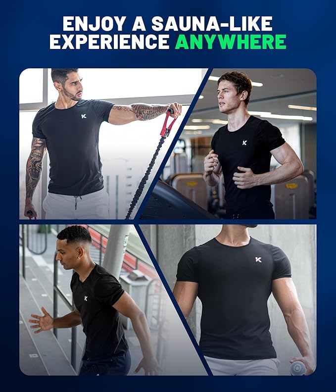 Kewlioo Sauna Shirt for Men - Heat Trapping Sweat Vest, Sauna Suit For Men, Compression Workout Sweat Suit for Gym, Workouts