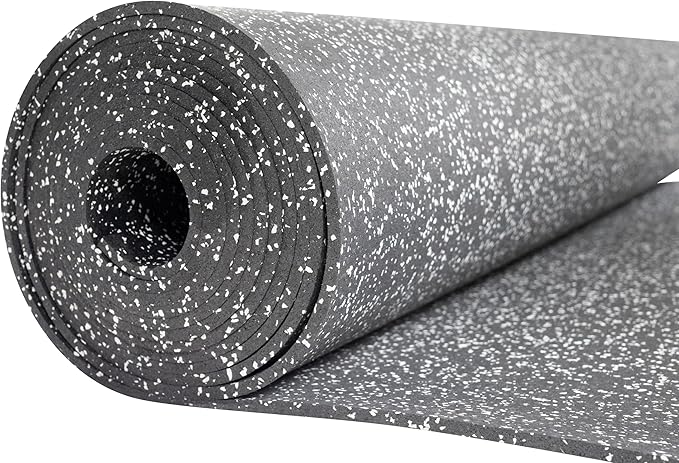 Genaflex Rubber Gym Floor Mat - 8mm Thick - Heavy Duty Commercial Protective Gym Flooring Roll (10% Grey, 4' X 20')