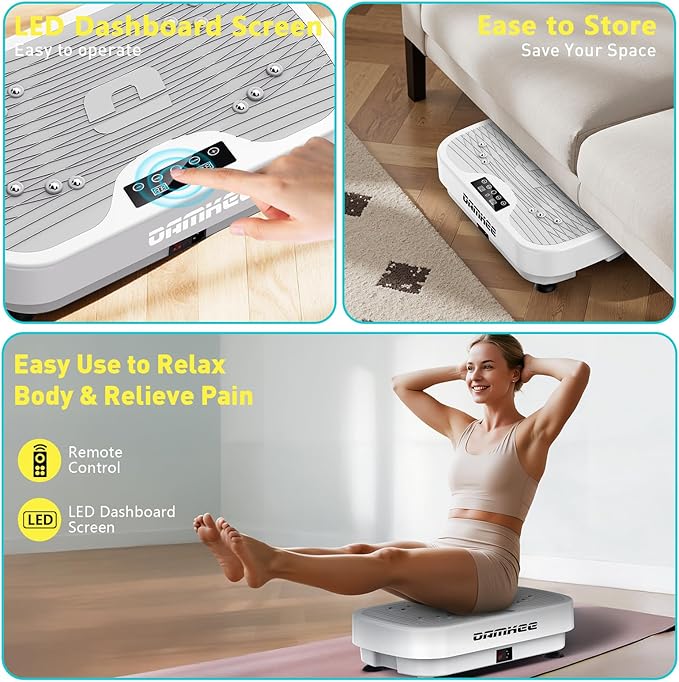 Vibration Plate Exercise Machine, 9 Modes Vibrating Platform for Lymphatic Drainage, 3D Upgraded Vibrated Plates for Weight Loss, Home Full Body Workout Equipment for Fitness