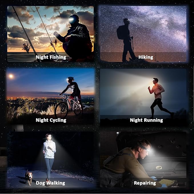 LED Headlamp Rechargeable with Motion Sensor USB Head Lamp with 230°Beam 5 Modes 350 Lumen Ultra Bright Head light Lightweight Bright Waterproof Flashlight for Outdoor Camping Hiking Running 2 Pack