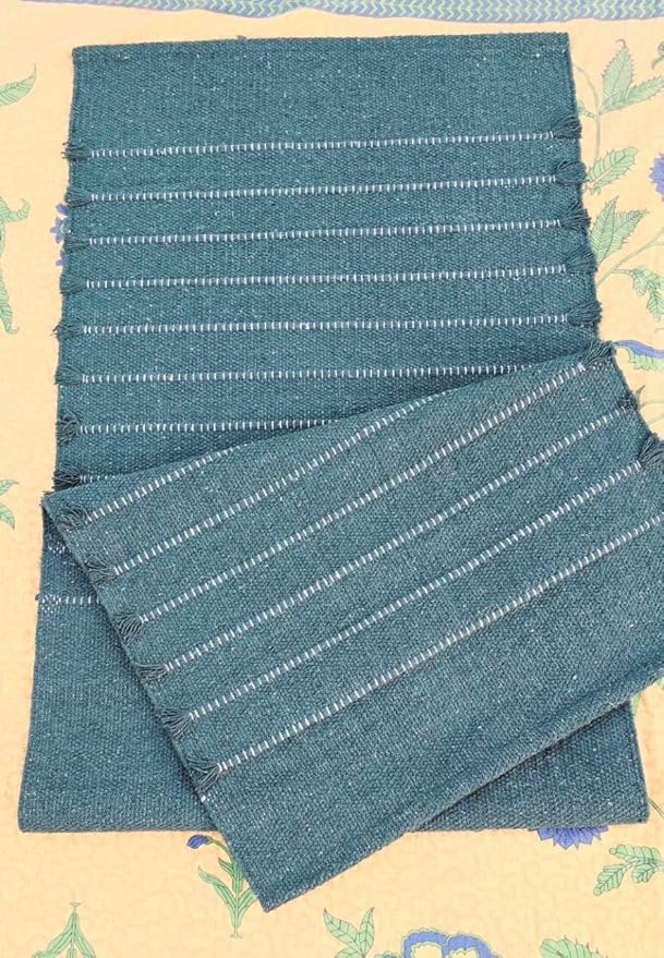 Indian Handmade100 % Organic Anti Skid Multi Colour Cotton Yoga Mat - Eco-Friendly Hand-Woven Rug - Non-Slip & Thick (24”x72”x5mm) for Hot yoga & Everyday Fitness at Home - Comfortable & Foldable Extra-Long Mat