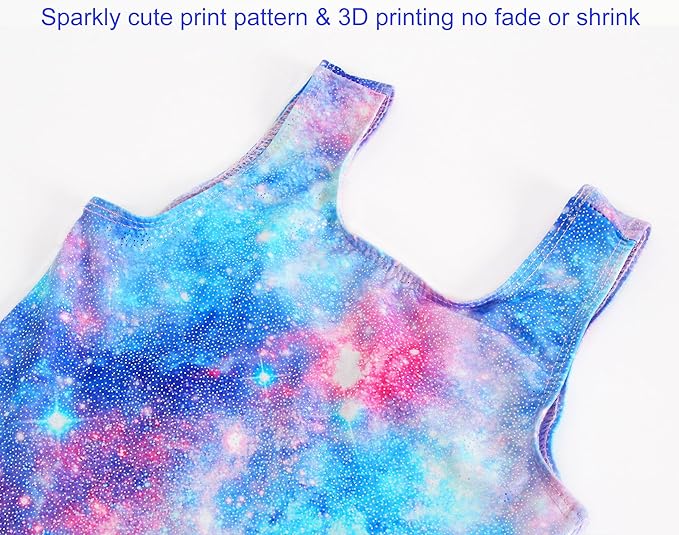 Domusgo Gymnastics Leotards for Girls Sparkly One-Piece Pro Kids Unitard Biketards with Shorts