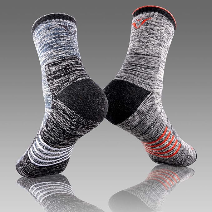 FEIDEER Men's Hiking Walking Socks, Multi-pack Wicking Cushioned Outdoor Recreation Cotton Quarter Crew Socks