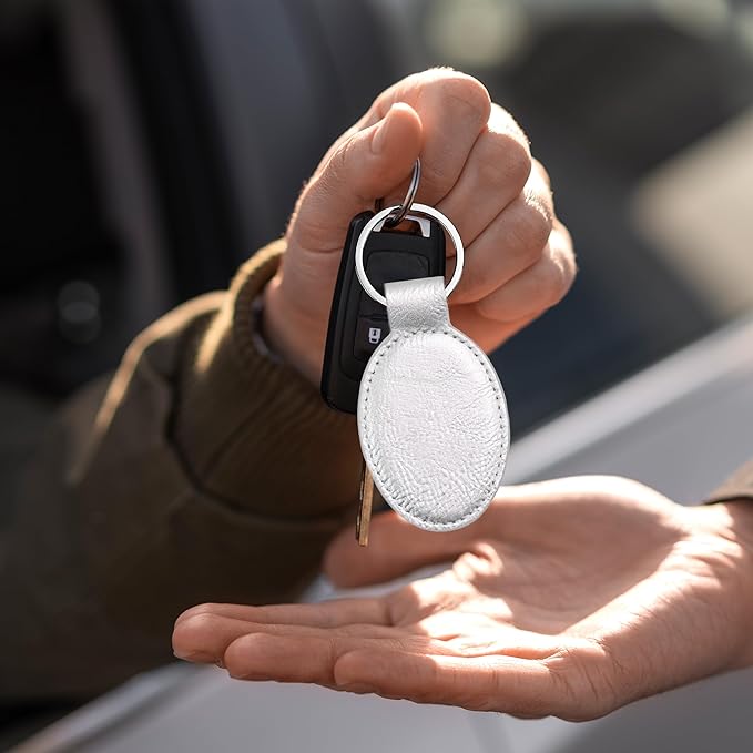 LaserGram Oval Keychain, Soccer Ball, Personalized Engraving Included